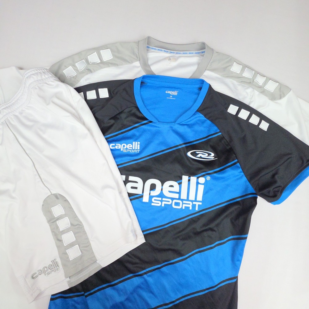 Capelli Sport CS-Dry Soccer Jerseys & Shorts 3pc Set Mens Medium Blue White
